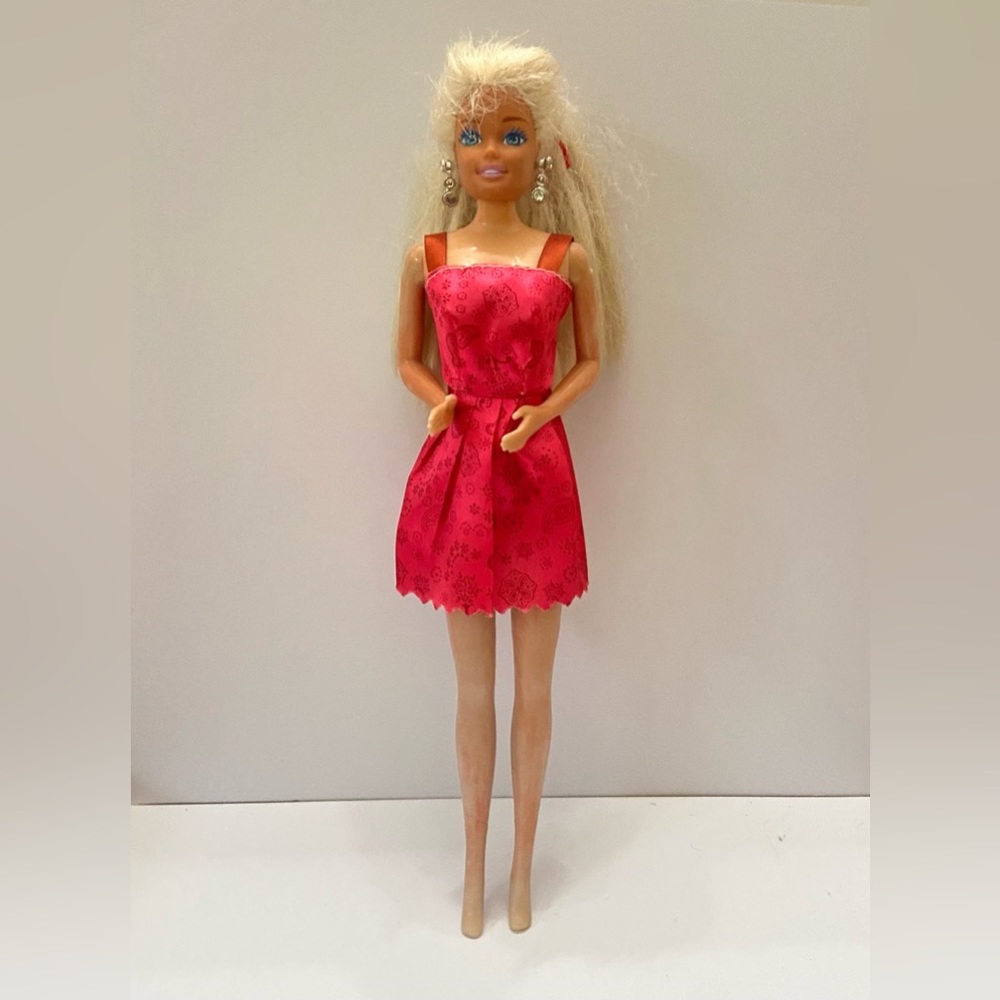 Vintage, 1990s Barbie Doll in Red Mini Dress
